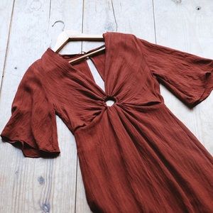 Burnt orange midi dress
